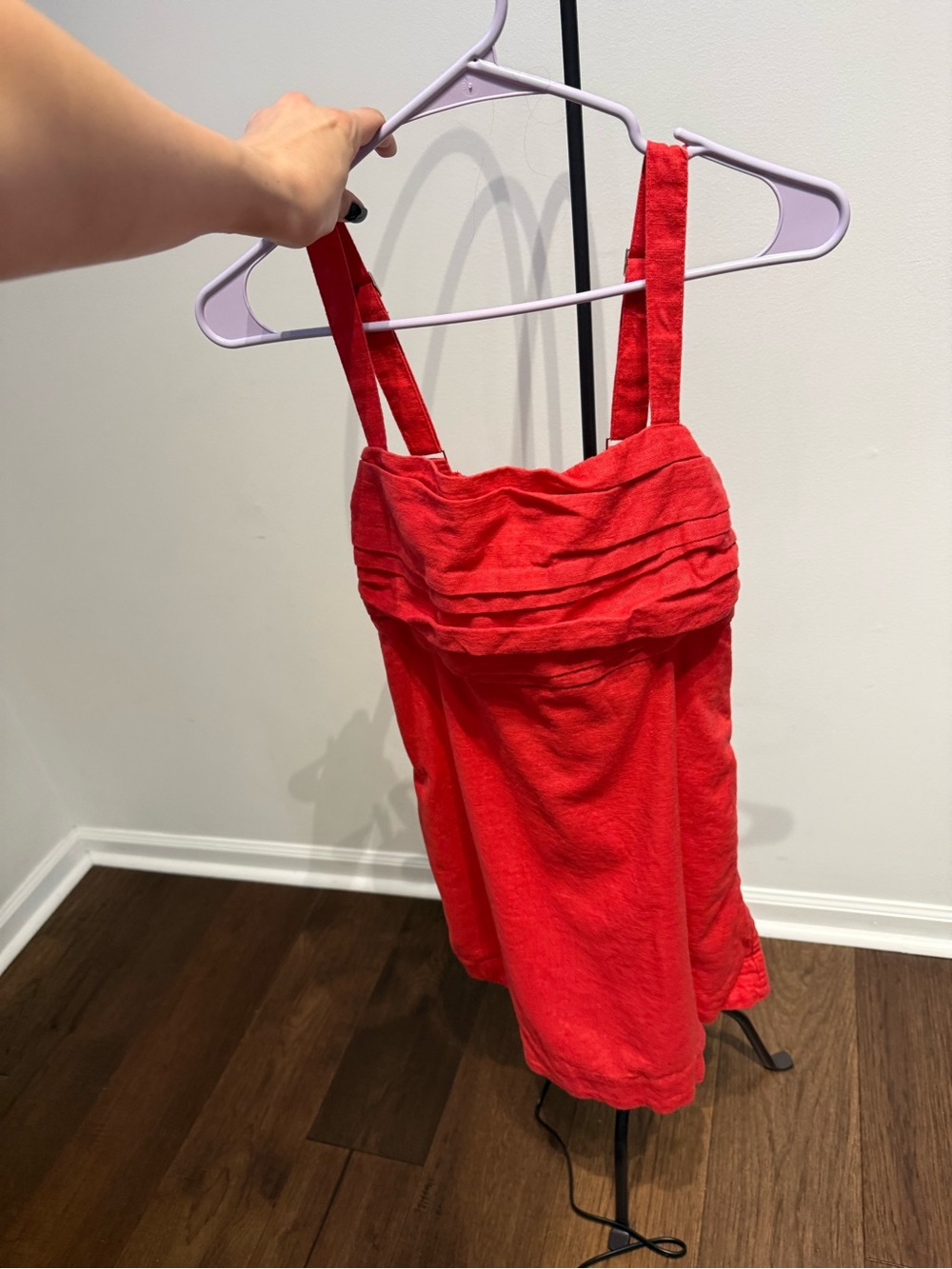 Abercrombie & Fitch Bright Red Tiered Bandeau Mini Dress - Medium Tall